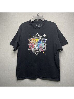 Rick & Morty Hot Topic XL Black Graphic T-Shirt With Geometric Alien Design